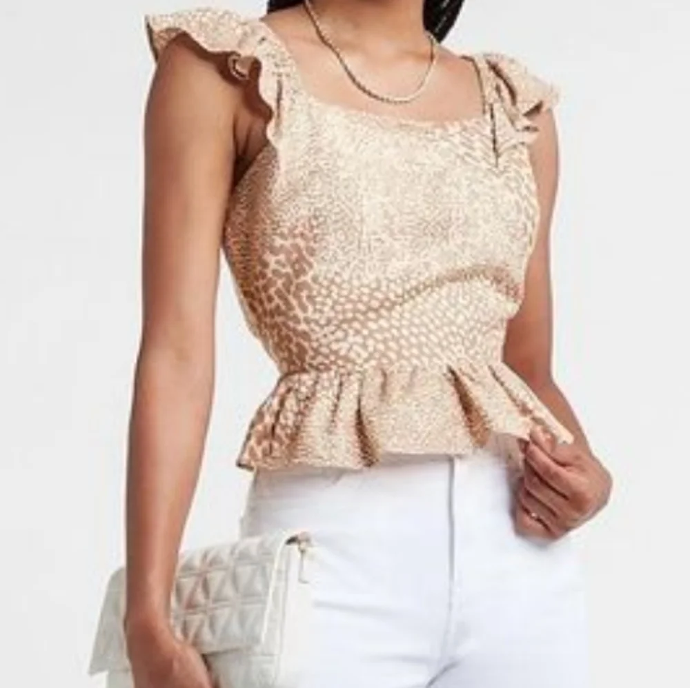 Express Animal Print Cutout Ruffle Sleeve Peplum - Picture 3 of 11